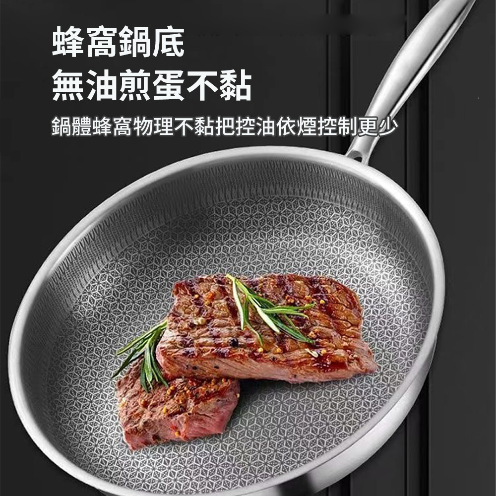 【CS22】加厚不鏽鋼蜂窩紋平底鍋(30cm)